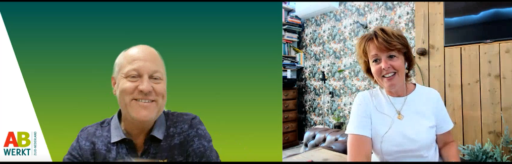 Rob Niesen van AB Werkt in gesprek met Herma Westenberg tijdens het online interview